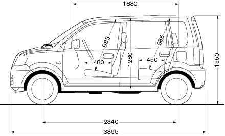 日産：オッティ 車体寸法