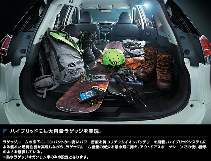 ハイブリッドにも大容量ラゲッジを実現。