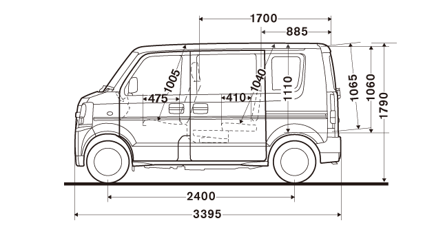 日産：NV100クリッパー [ NV100CLIPPER ] ビジネスセダン/バン ｜ スペック ｜ 車体寸法